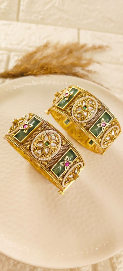 Emerald Ruby Royal Kundan Bangles