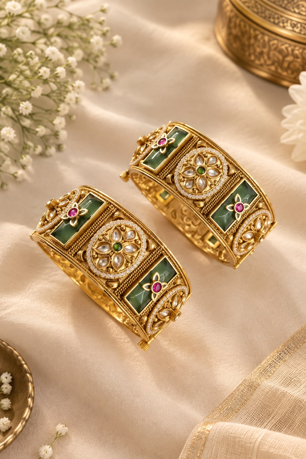 Emerald Ruby Royal Kundan Bangles