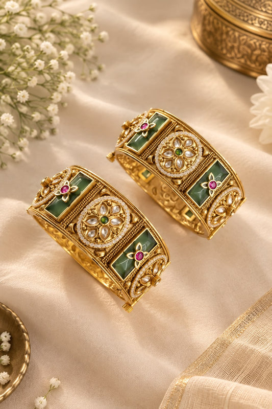 Emerald Ruby Royal Kundan Bangles