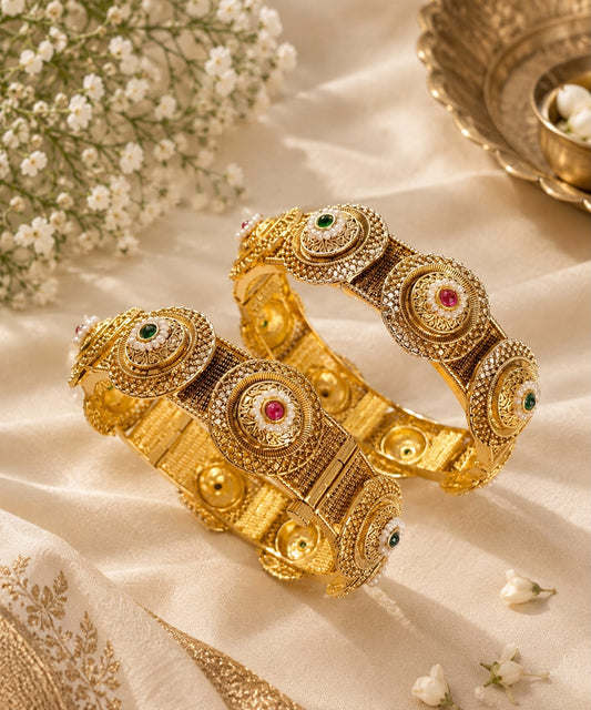 Rivaaz Emerald Heritage Bangles