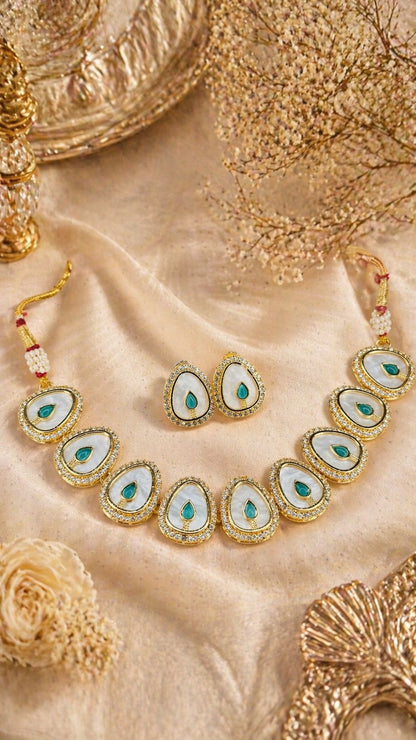 Hey Bae Mother of Pearl Necklace Set with Earrings