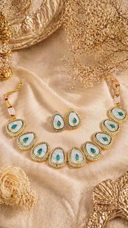 Hey Bae Mother of Pearl Necklace Set with Earrings
