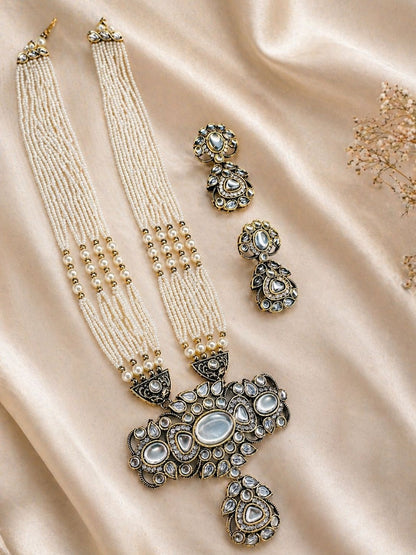 Hey Bae Pearl Necklace Set with Earrings – Handcrafted Ethnic Gold Plated Bridal Jewelry