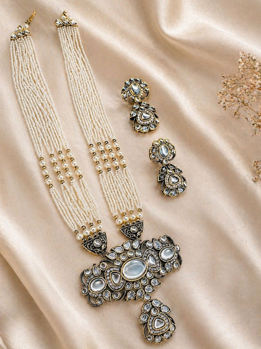 Hey Bae Pearl Necklace Set with Earrings – Handcrafted Ethnic Gold Plated Bridal Jewelry