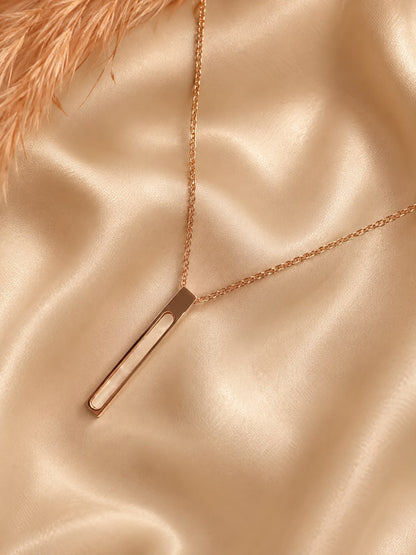 Bar Pendant Necklace – Minimalist Gold Chain with Mother of Pearl