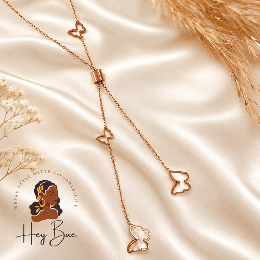 Rose Gold Butterfly Pendant Necklace – Dainty Chain for Women