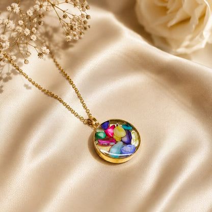 Multicolor Stone Pendant Necklace – Boho Chic Trendy Chain