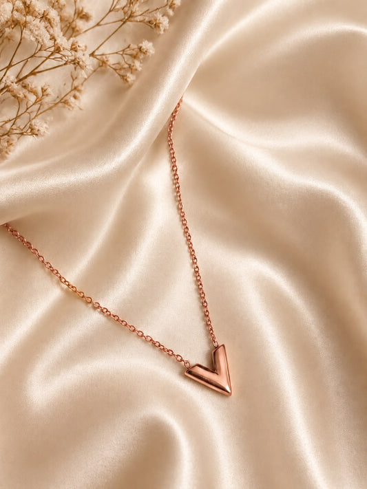 V Pendant Necklace – Minimal Gold Stainless Steel Chain