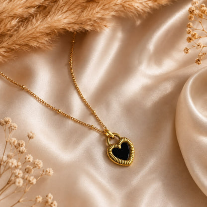 Heart Pendant Necklace – Dainty Gold Chain with Pearl Heart