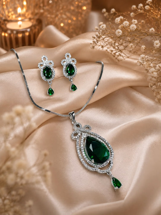 Green Stone AD Necklace & Earrings Set – Hey Bae Jewelry