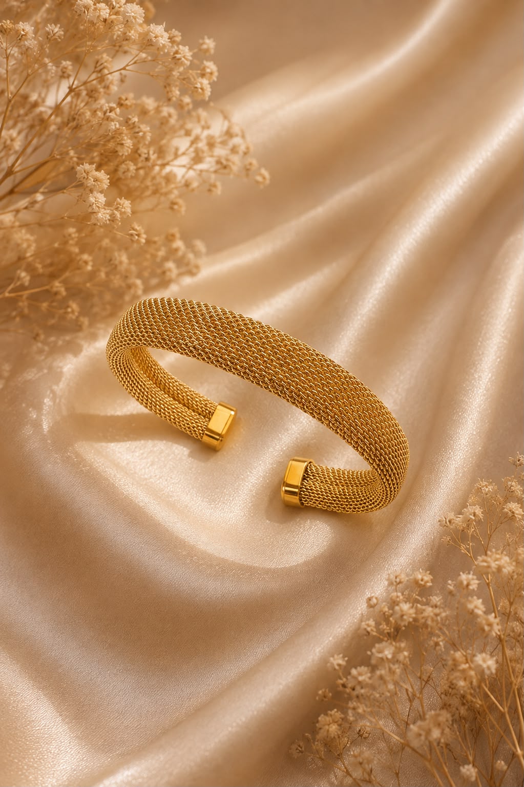 Mesh Cuff Bangle for Women – Anti-Tarnish Modern Minimal Kada