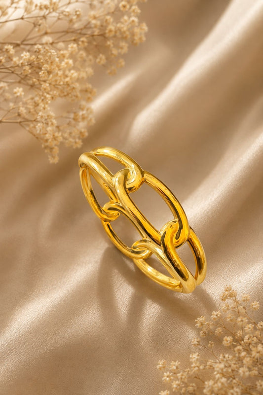 Luxe Interlock Cuff Bangle Bracelet