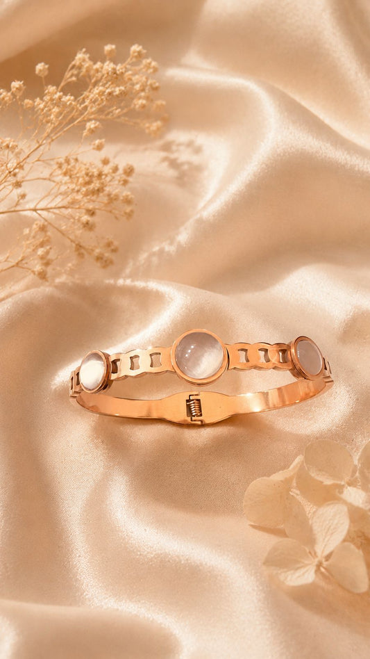 Pearl Luxe Geometric Cuff Bangle Bracelet