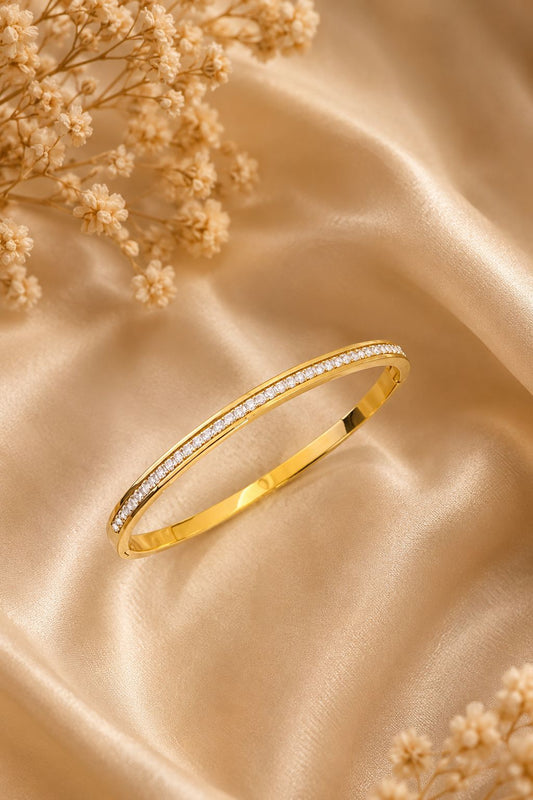 AD Full Stone Bracelet | Stainless Steel Kada for Girls & Women