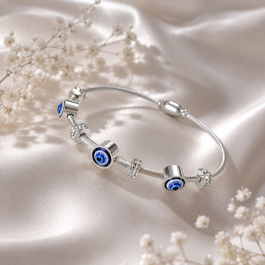 Evil Eye Bangle, Magnetic Clasp Bracelet for Women & Girls