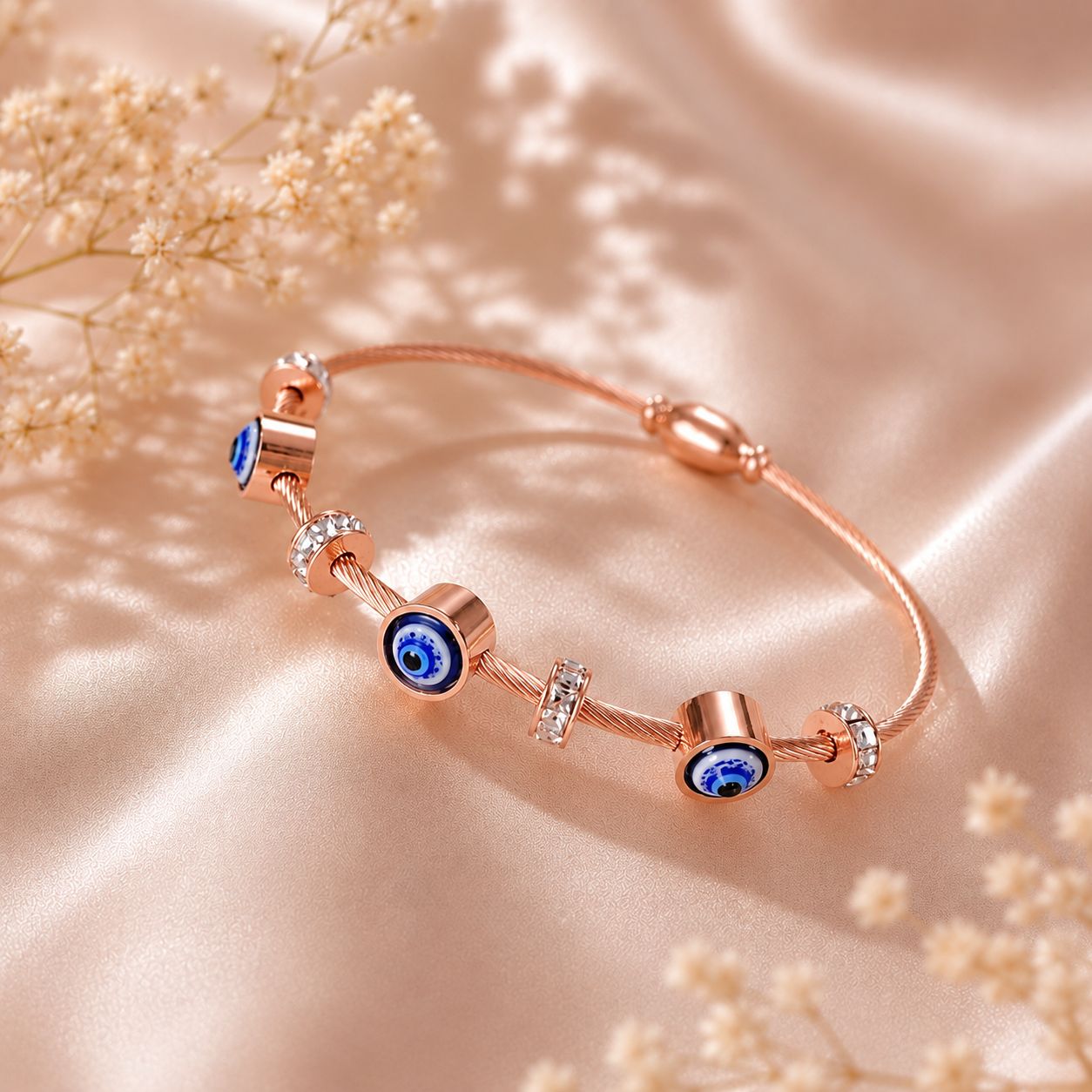 Evil Eye Bangle, Magnetic Clasp Bracelet for Women & Girls