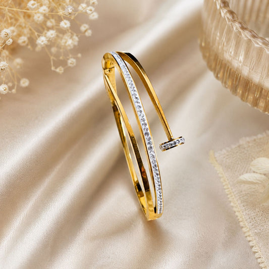 Studded Cuff Nail Design Bracelet for Women & Girls