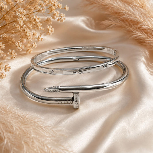 Nail Cuff Bangle Bracelet Set