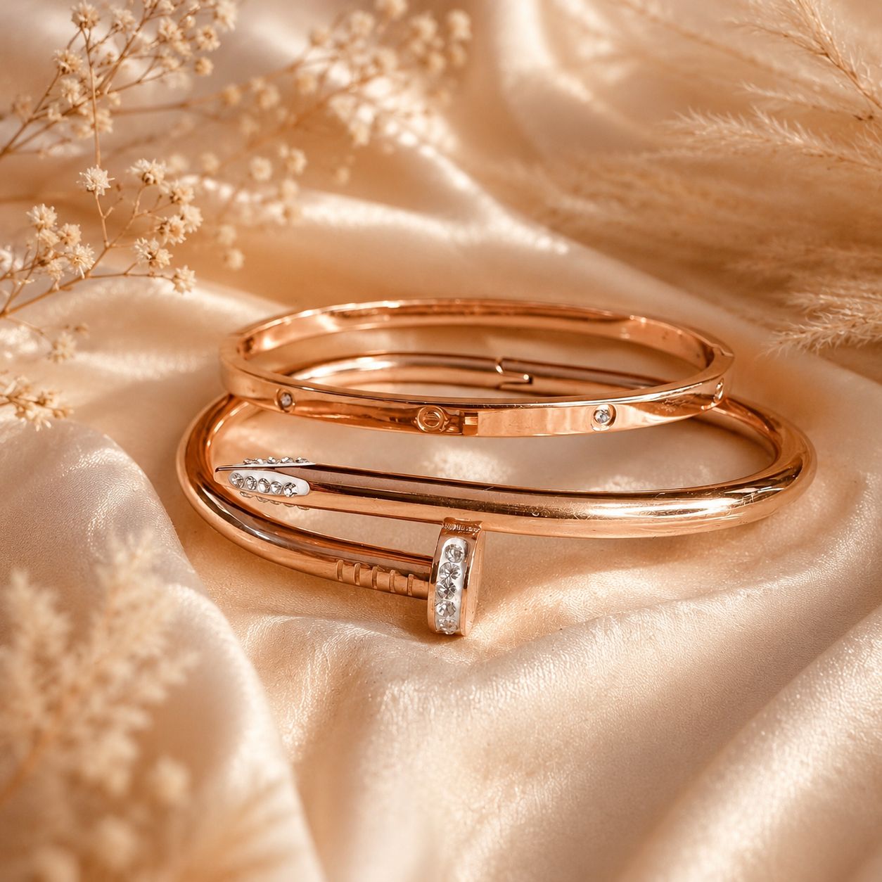 Nail Cuff Bangle Bracelet Set