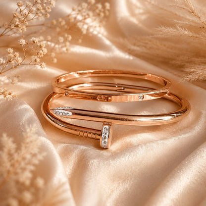 Nail Cuff Bangle Bracelet Set
