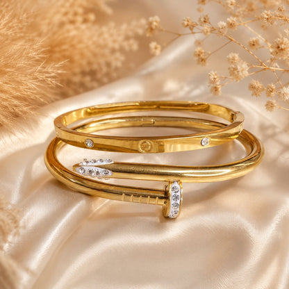 Nail Cuff Bangle Bracelet Set