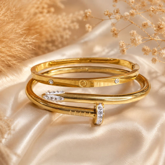 Nail Cuff Bangle Bracelet Set