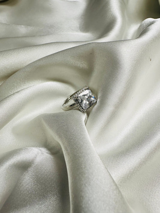 American Diamond Solitaire Ring for Women – Adjustable Band