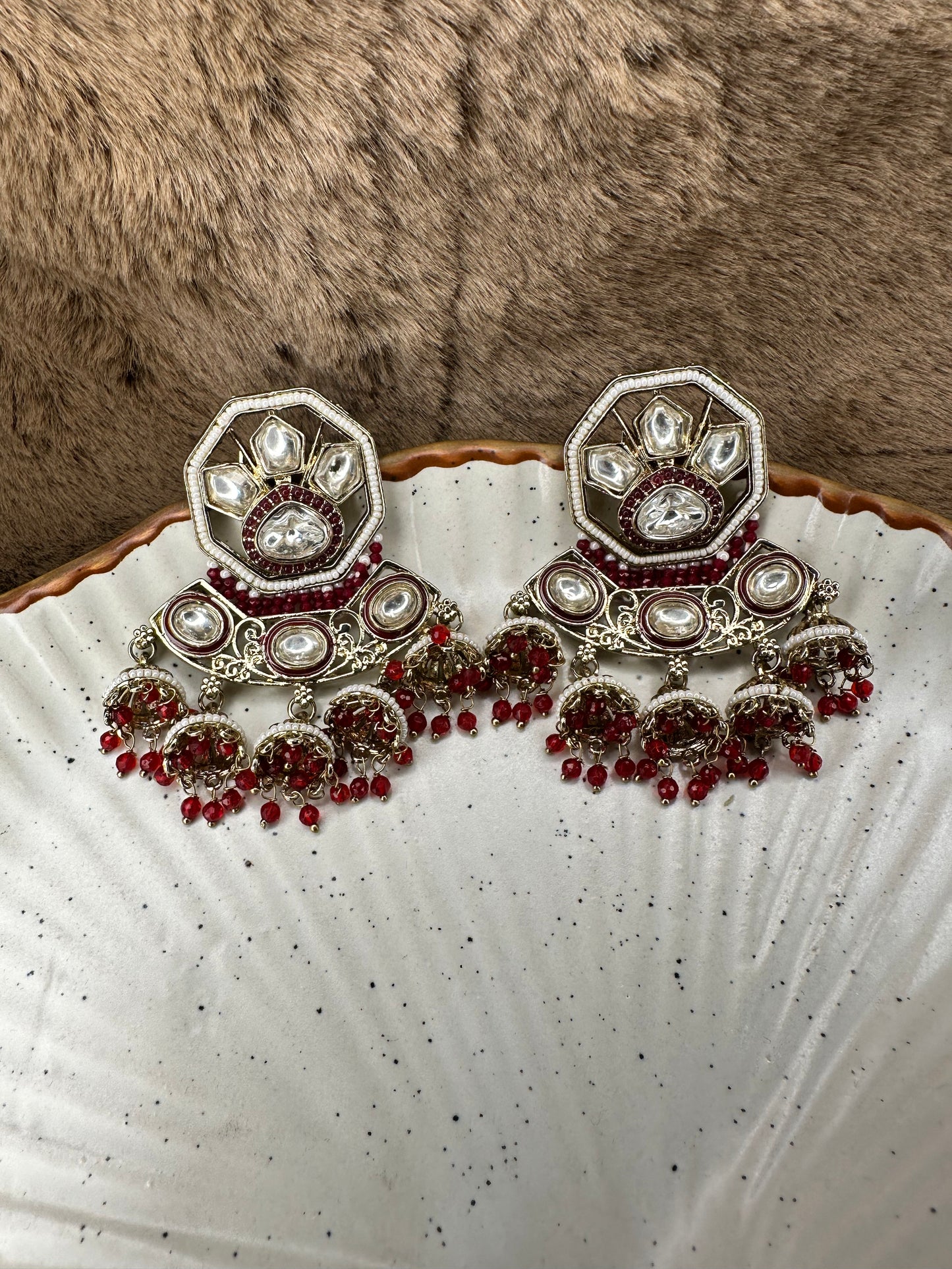 Antique Red Oxidized Ethnic Earrings by HeyBae