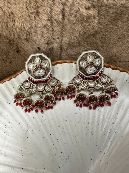 Antique Red Oxidized Ethnic Earrings by HeyBae