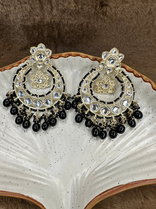 Antique Silver Black Ethnic Earrings by HeyBae