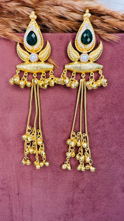 Brass Antique Gold Floral Earrings for Women