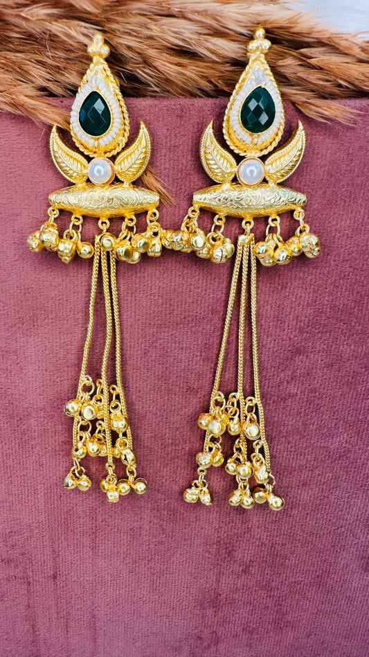 Brass Antique Gold Floral Earrings for Women