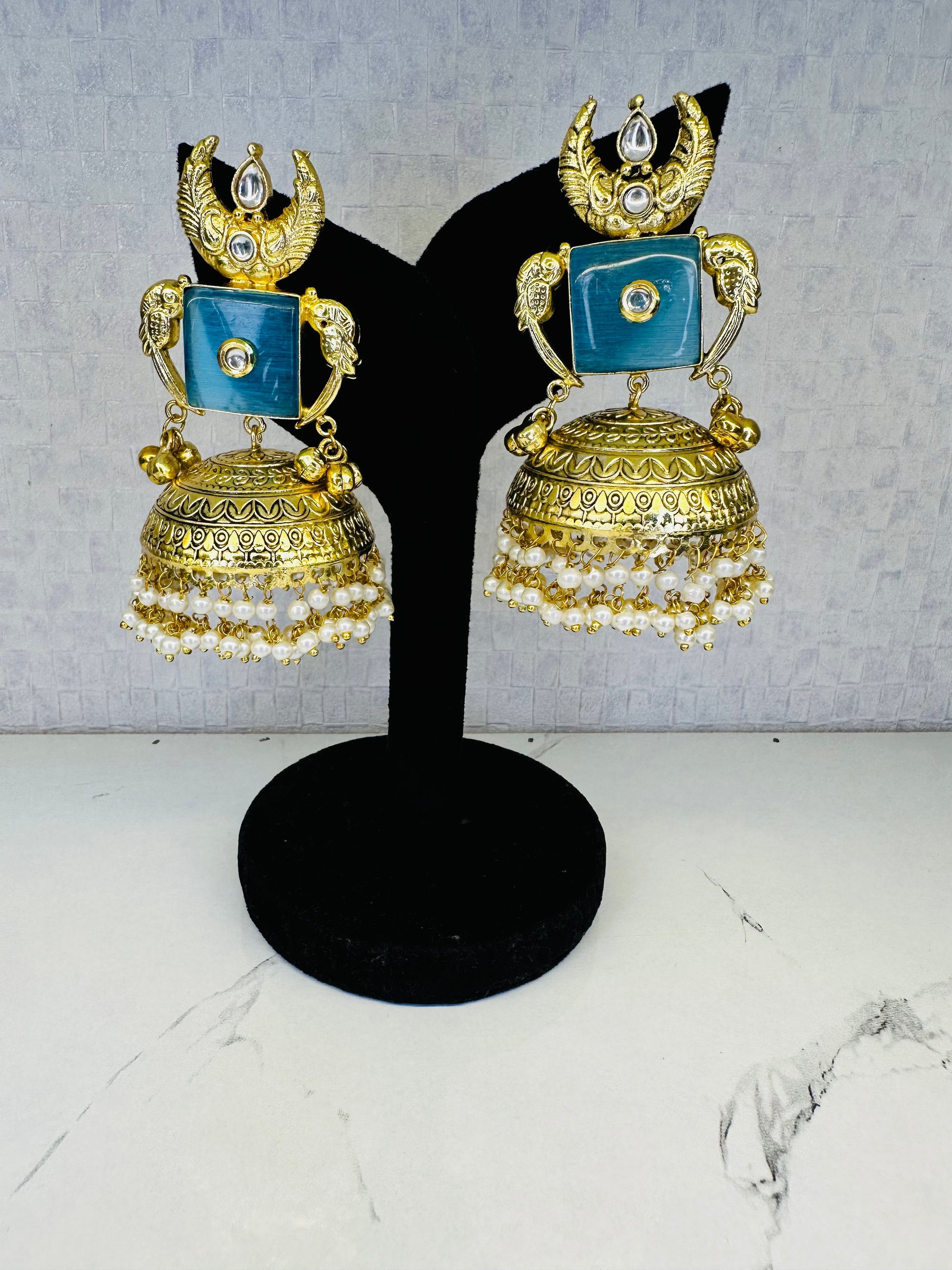 Brass Antique Gold Jhumka Earrings for Women