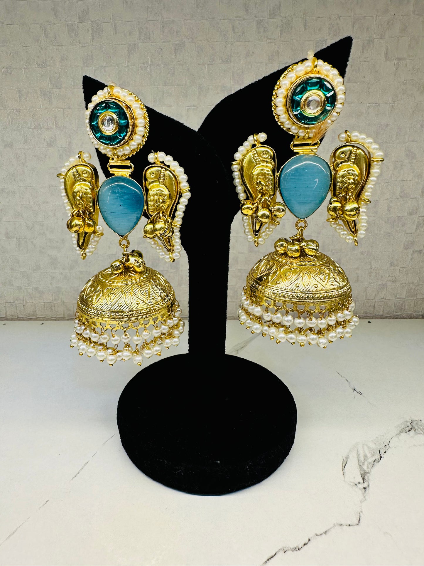Brass Antique Gold Petal Earrings for Women