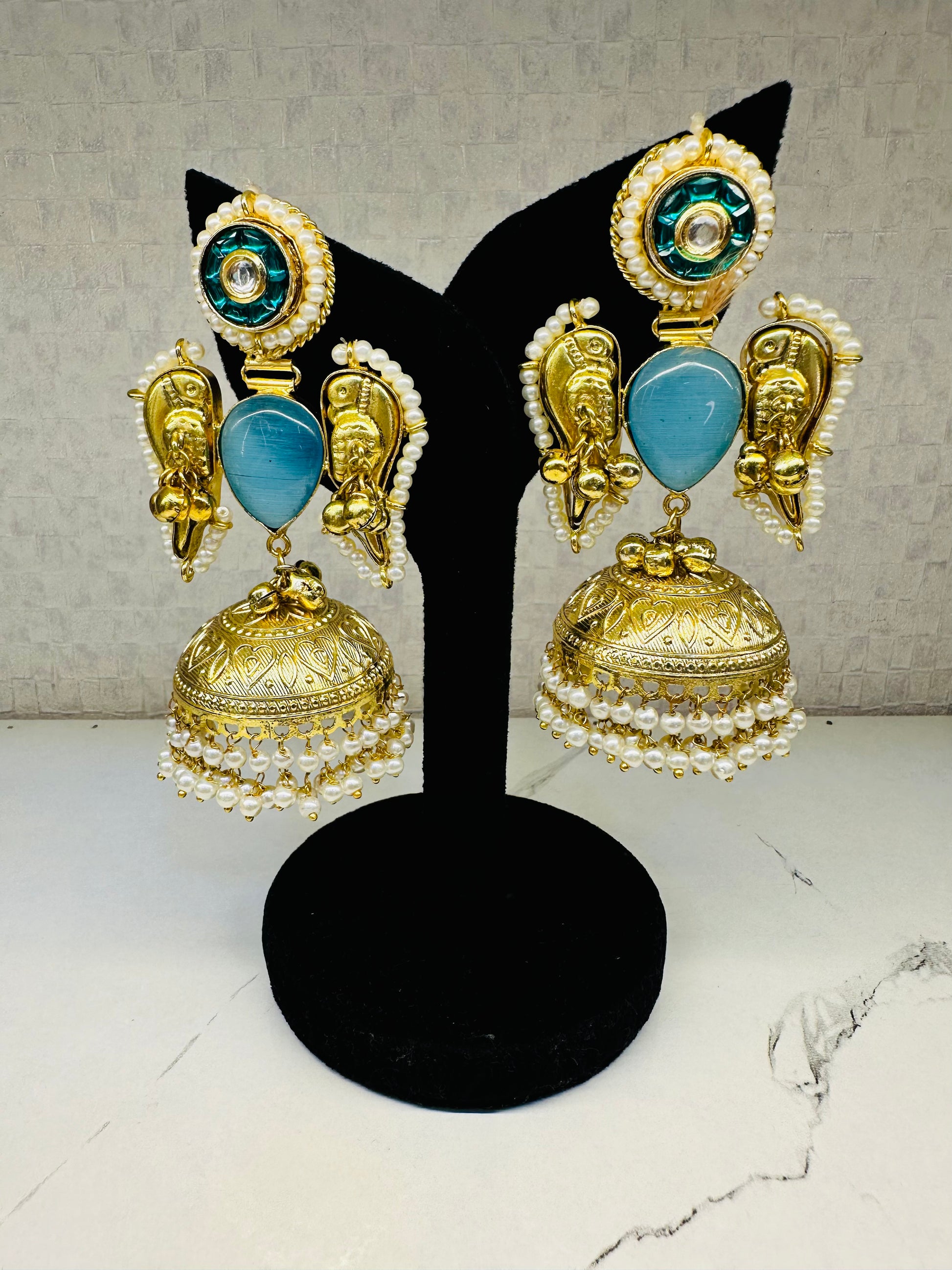 Brass Antique Gold Petal Earrings for Women