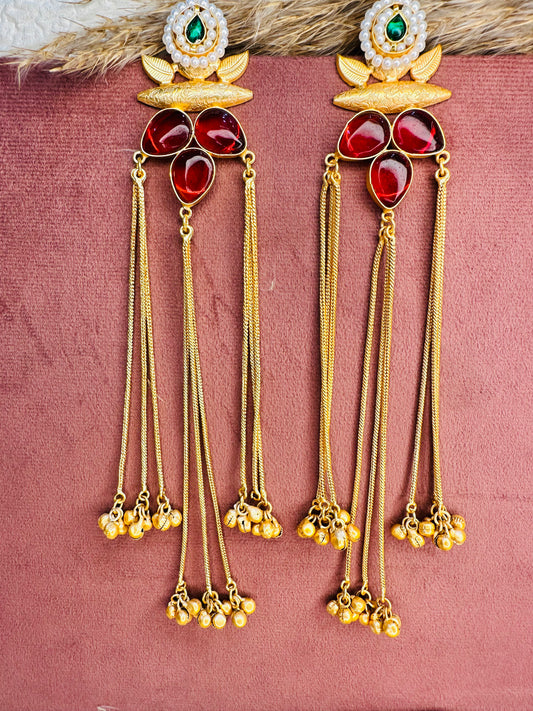 Brass Antique Gold Round Floral Earrings for Women