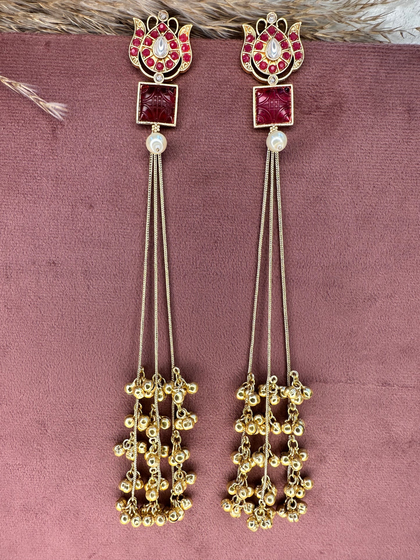 Brass Antique Gold Statement Earrings for Women