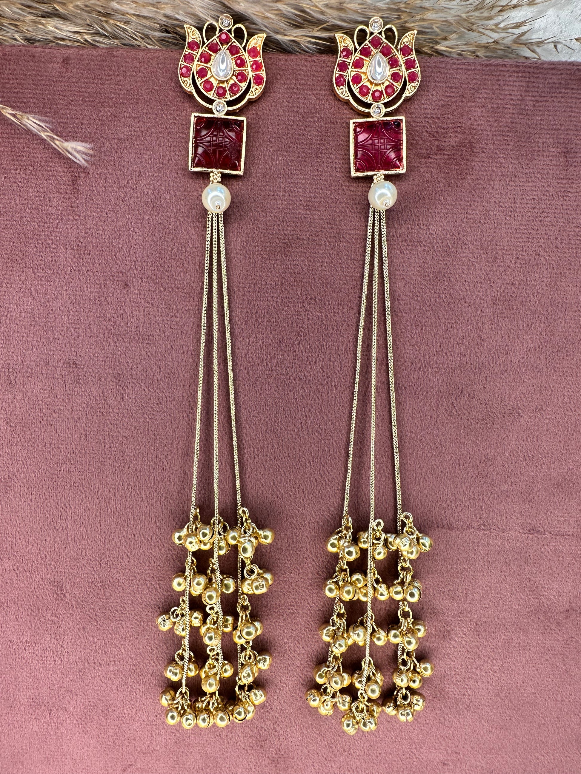 Brass Antique Gold Statement Earrings for Women