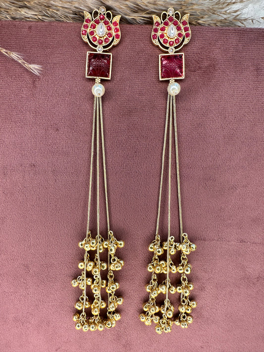 Brass Antique Gold Statement Earrings for Women