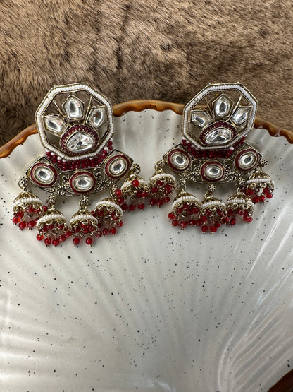 Deep Red Oxidized Earrings by HeyBae