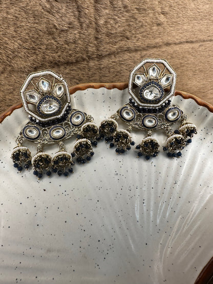Fashion Black Oxidized Silver Earrings for Women