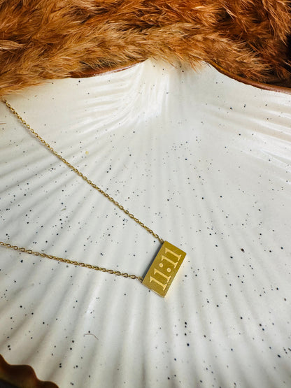 Front view of HeyBae 11:11 Angel Pendant Necklace – Good Luck Jewelry