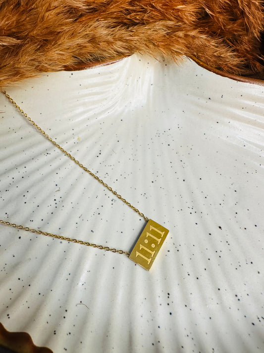 Front view of HeyBae 11:11 Angel Pendant Necklace – Good Luck Jewelry