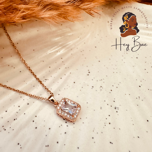 HeyBae Anti Tarnish AD Solitaire Bow Pendant & Chain Set for Women
