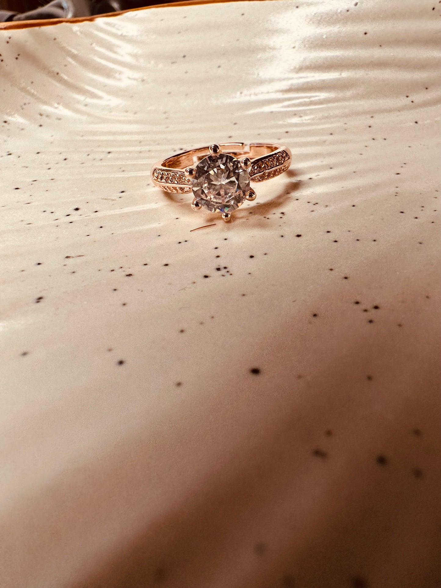 Close-up of HeyBae AD Solitaire Ring – sparkling American Diamond adjustable jewelry