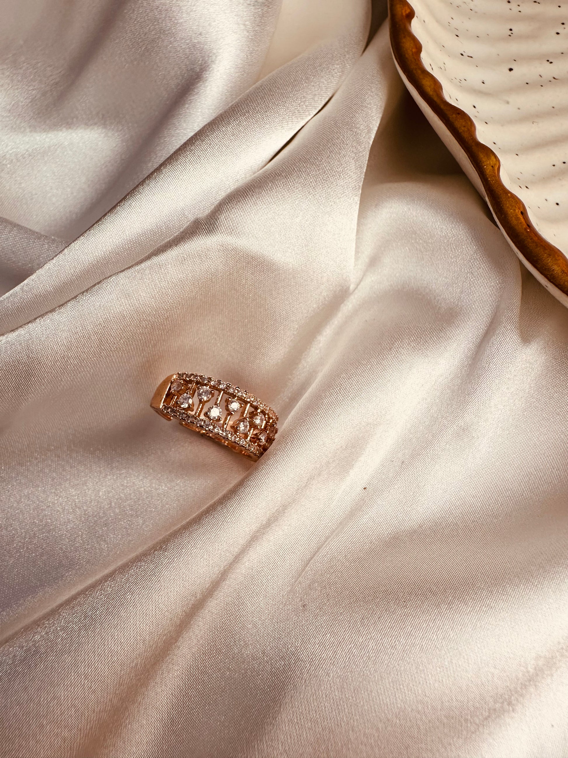 Adjustable stainless steel AD studded ring with anti-tarnish shine by HeyBae
