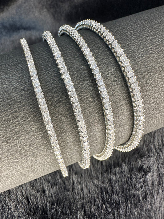 HeyBae American Diamond AD Bangles Set of 4 – Bridal & Trendy Bangles for Women