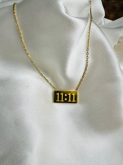 Close-up of HeyBae 11:11 Angel Pendant Necklace with Good Luck Charm