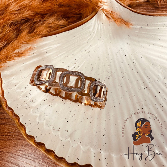 Close-up of HeyBae Anti-Tarnish Gold Plated Kada Bangles with AD stone design