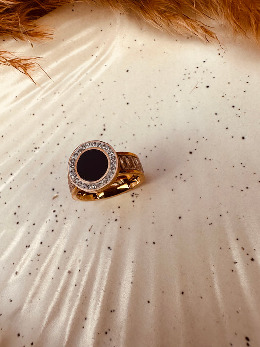 HeyBae Anti-Tarnish AD Studded Adjustable Ring in stainless steel for women & girls